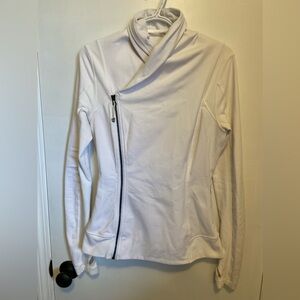 Lululemon Bhakti Yoga Jacket Black Assymetical Double Zipper High Collar Size 6